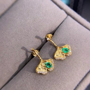 Emerald sterling silver earrings
