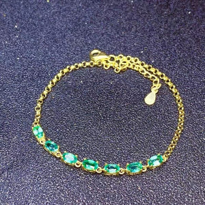 Natural emerald 925 sterling silver bracelet