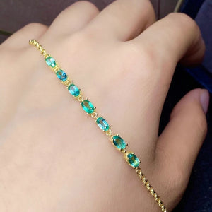 Natural emerald 925 sterling silver bracelet