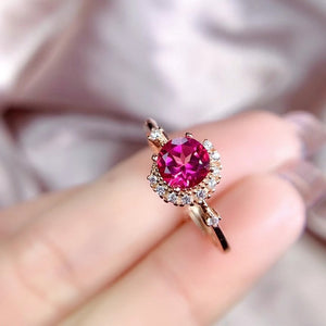 Pink topaz sterling silver free size ring