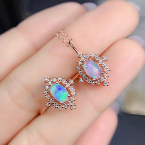 Opal sterling silver jewelry set