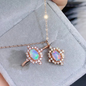Opal sterling silver jewelry set