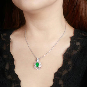 Emerald sterling silver necklace