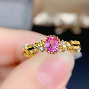 Natural Padparadscha pink sapphire sterling silver ring free size ring