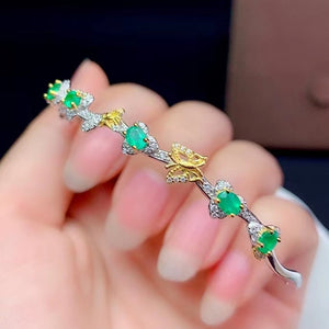 Genuine emerald bangle set in 925 sterling silver