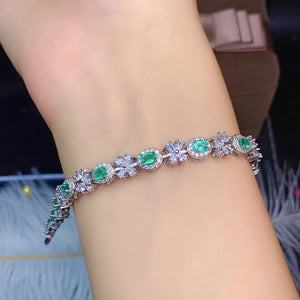 Genuine emerald bracelet set in 925 sterling silver