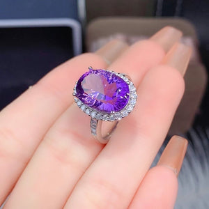 Amethyst sterling silver free size ring