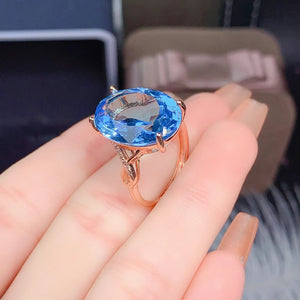 Natural topaz sterling silver free size ring