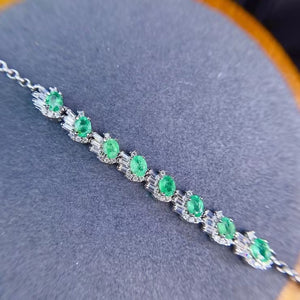 Genuine emerald 925 sterling silver bracelet