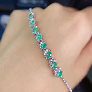 Genuine emerald 925 sterling silver bracelet