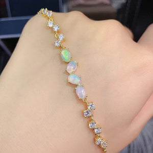 Fashion natural opal sterling silver bracelet