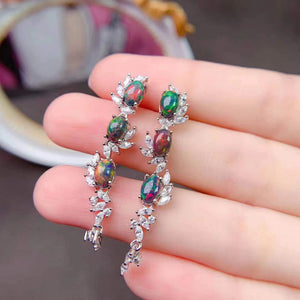 Fashion natural opal drop dangle sterling silver earrings