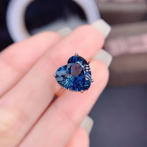 Natural Lundon blue topaz sterling silver adjustable ring