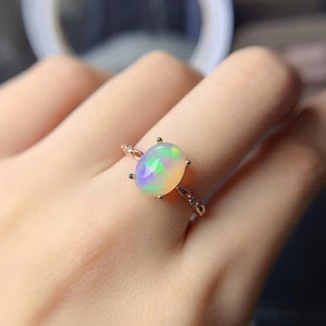 Natural opal sterling silver free size ring