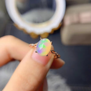 Natural opal sterling silver free size ring