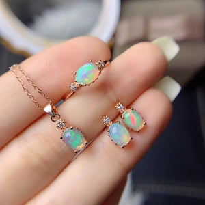 Opal silver jewelry sets