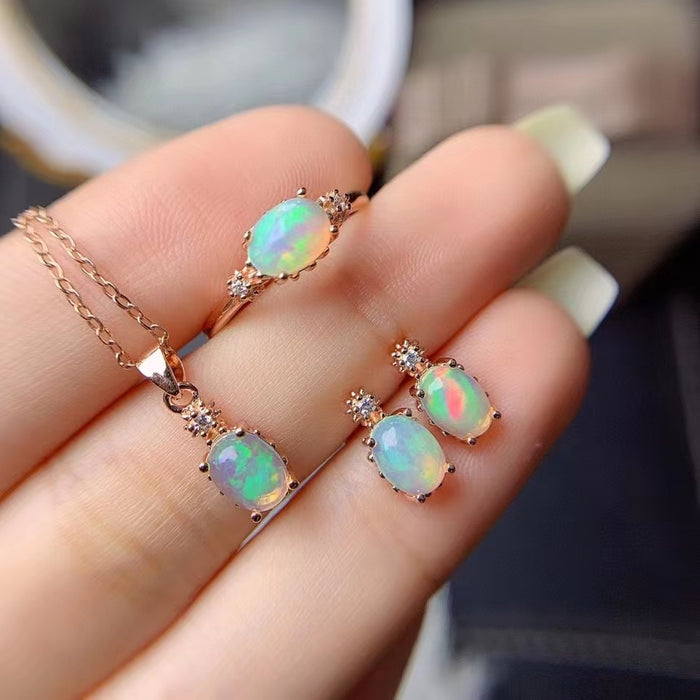 Opal silver jewelry sets