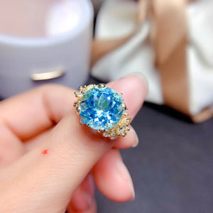 Luxury topaz sterling silver free size ring