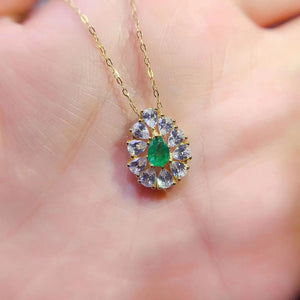 Emerald sterling silver necklace