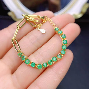 Genuine emerald bracelet set in 925 sterling silver