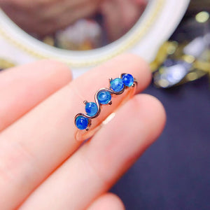 Natural blue opal sterling silver adjustable ring