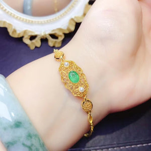 Natural emerald bracelet set in 925 sterling silver