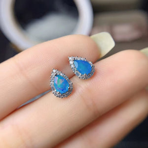 Natural sterling silver blue opal set